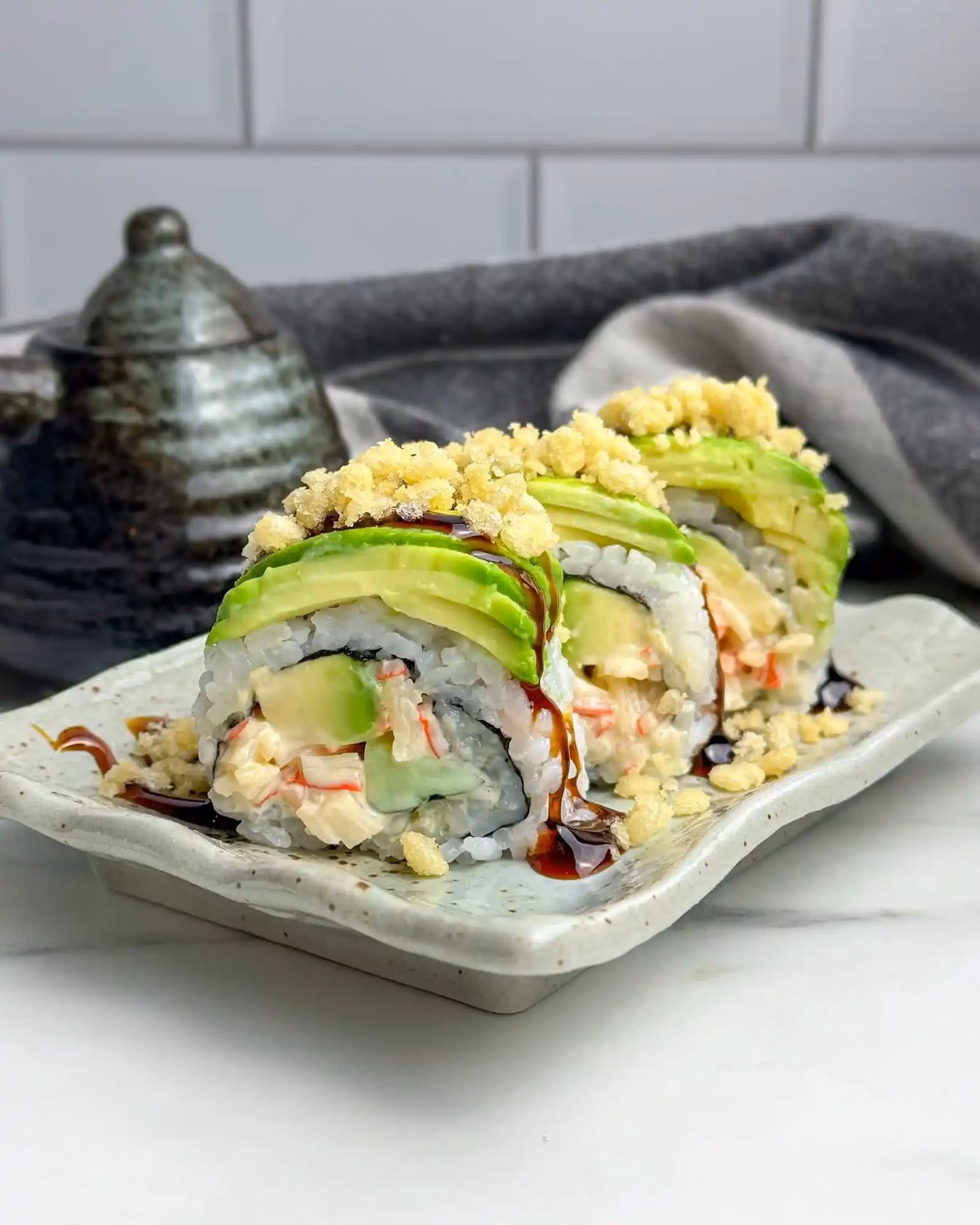 How many calories are in one whole sushi roll?