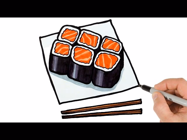 How to draw a simple sushi roll?